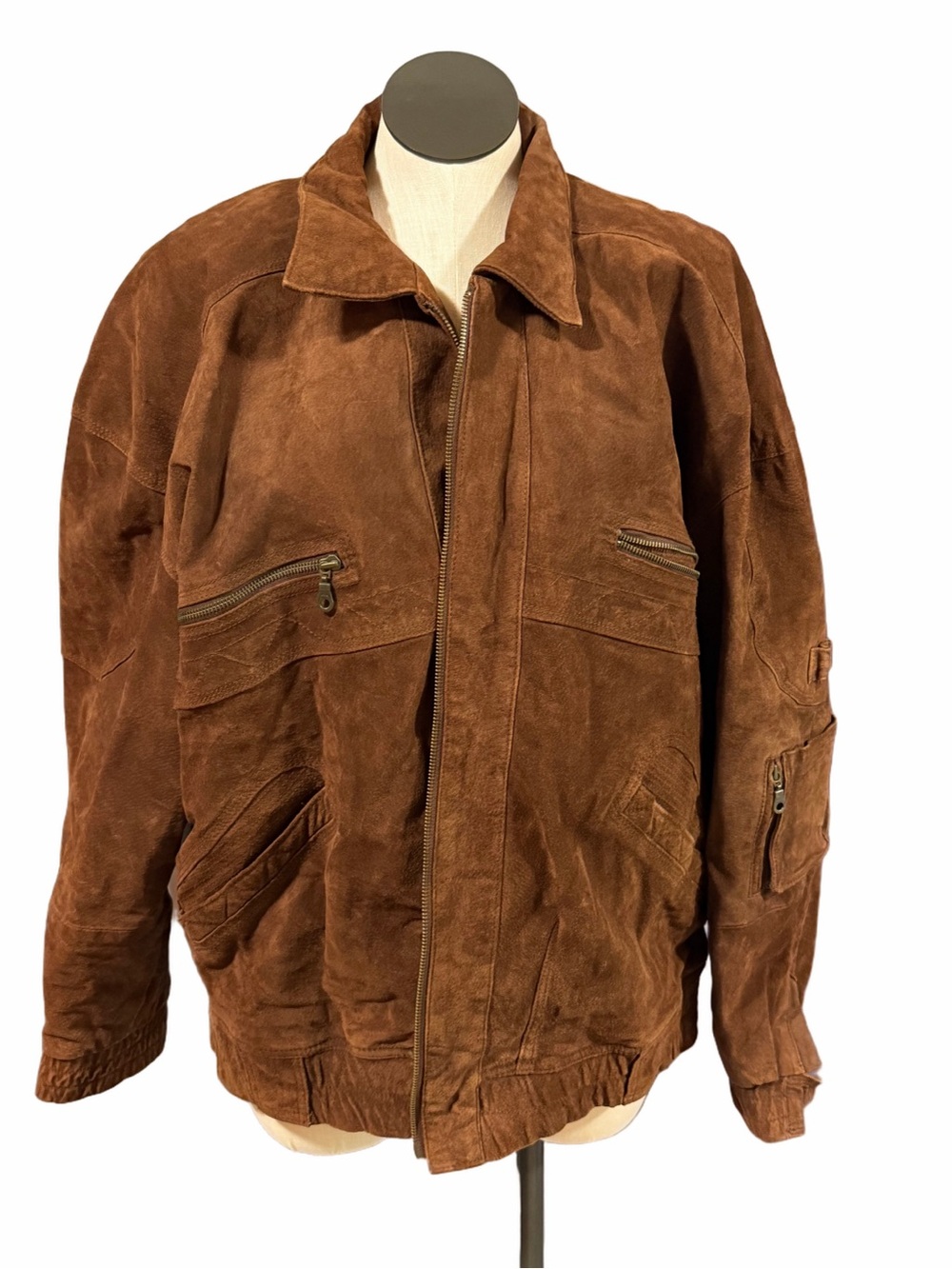 WEEKENDS Men's Brown Suede leather Bomber Jacket - Classic Casual Outerwear 2XLT